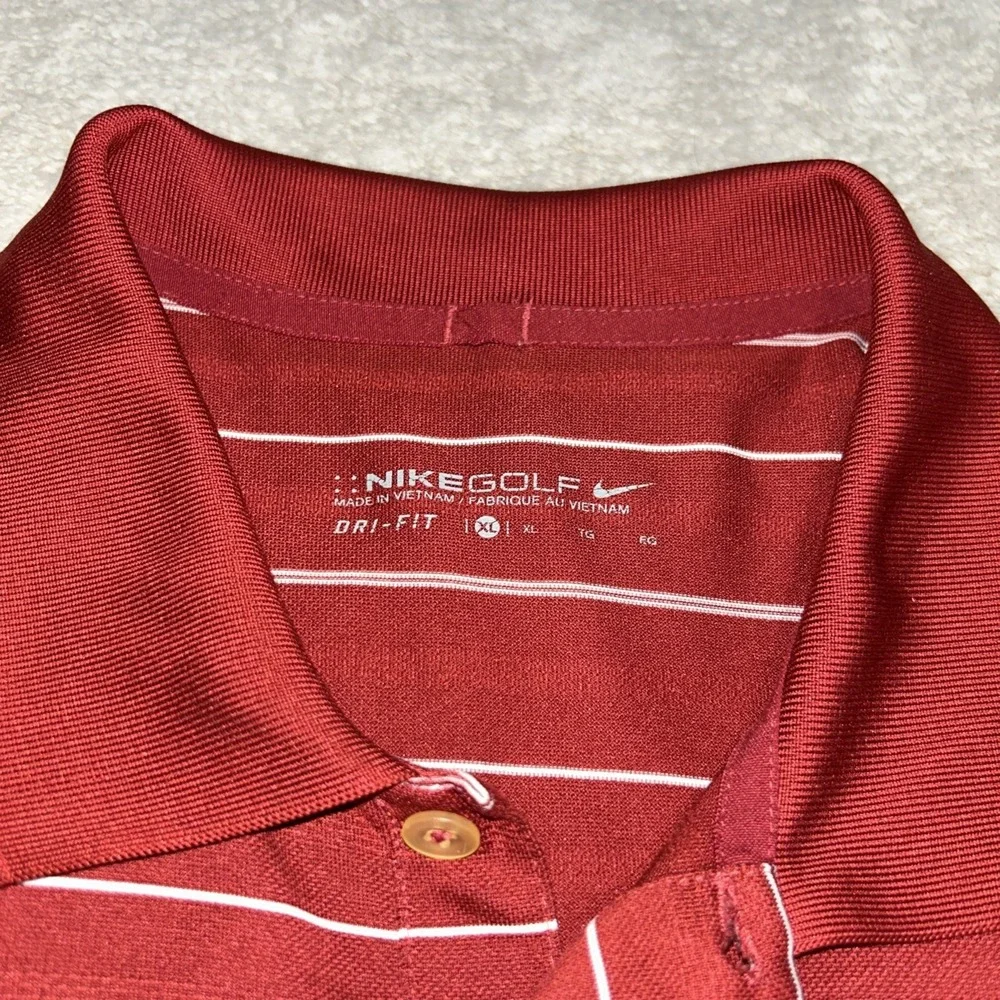 Nike Golf Dri-Fit Vented Polo Shirt Short Sleeve‎ Mens X Large Striped Red
